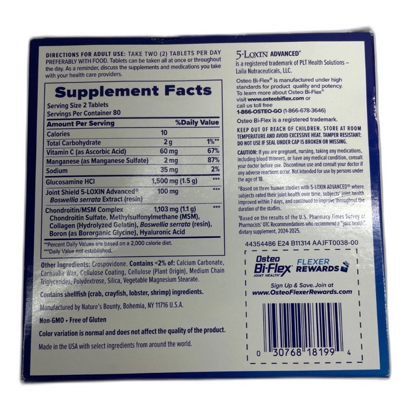 Osteo Bi-Flex 80+80 Triple Strength Joint Support Value Pack Exp 03/28 New