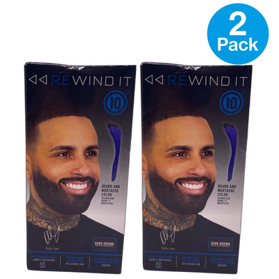 Rewind It 10 Beard & Mustache Color Dark Brown 2 Pack New