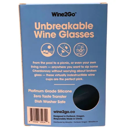 Wine2Go Silicone Wine Glasses 9oz Unbreakable 3 Pack