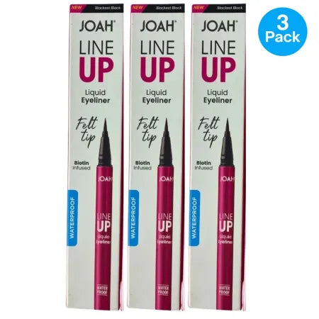 JOAH Line Up Liquid Eyeliner Blackest Black 3 Pack New