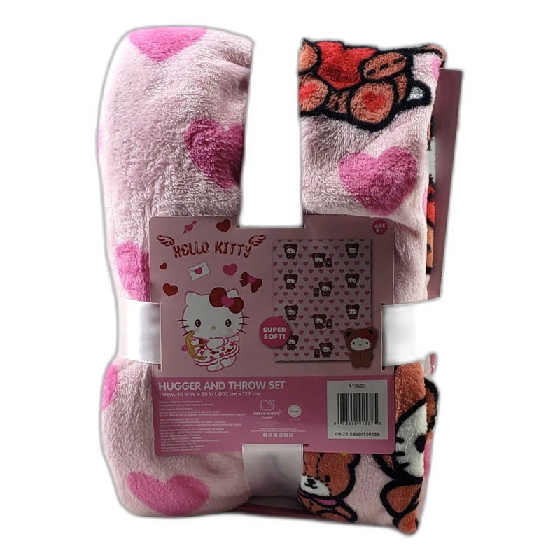 Hello Kitty Character Hugger Throw Blanket Set Valentine Super Soft 40x50 New