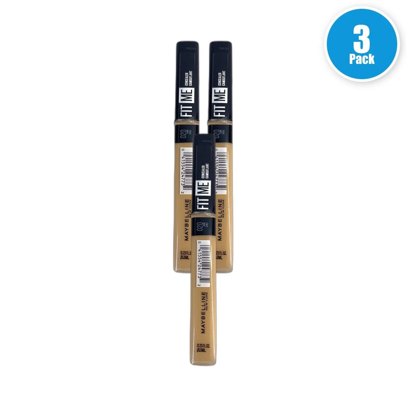 Maybelline Fit Me Concealer #20 Sand Full Coverage Liquid Makeup Pack of 3 New