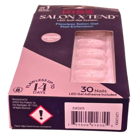KISS Salon X-Tend LED Soft Gel System Daisy Floral Sculpted SXD03 30ct 2 Pack