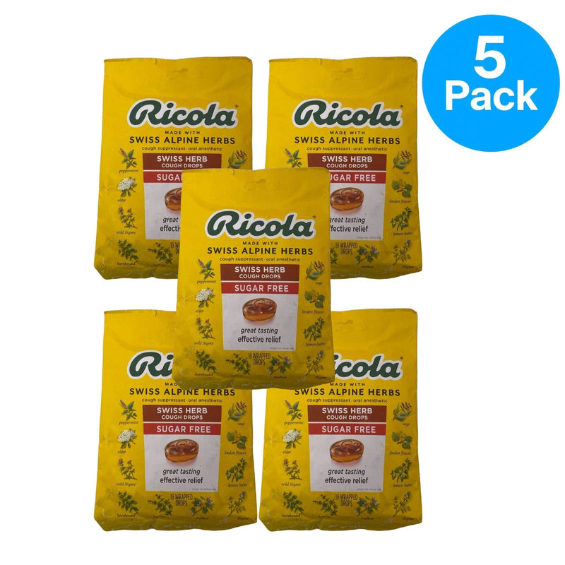 Ricola Sugar Free Swiss Herb Cough Drops 19 Ct 5 Pack New Exp 04/2028