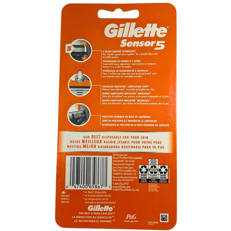 Gillette Sensor5 Men's Disposable Razors 5 Blade Shaving Technology Precision