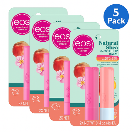 EOS Natural Shea Smooth Lip Balm Honey Apple & Mango Melon 2x0.14 oz 5 Pack New