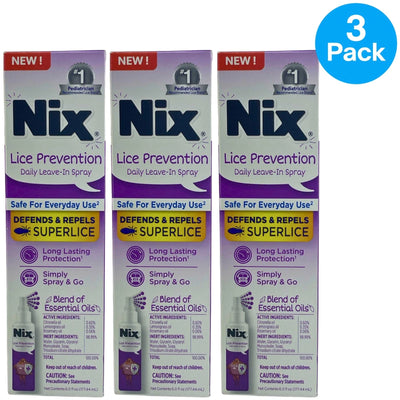 Nix Lice Prevention Daily Leave-In Spray 6 oz 3 Pack New Exp 11/2026