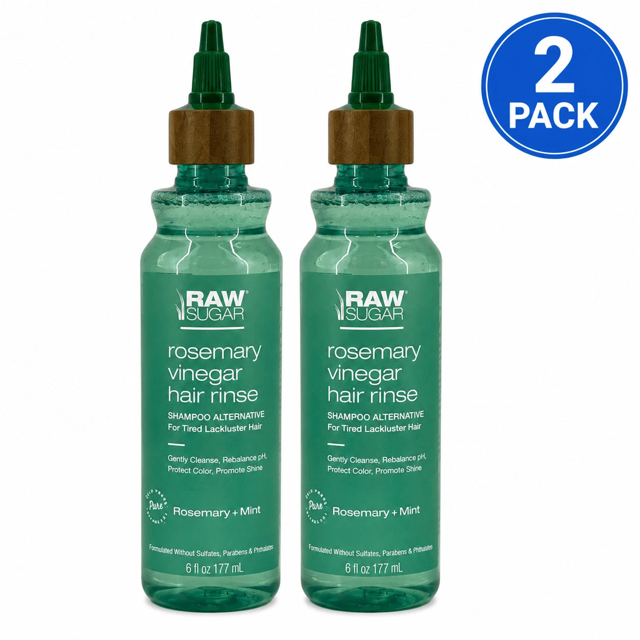 Raw Sugar Rosemary Vinegar Hair Rinse - 6oz - Shampoo Alternative - 2 Pack 1