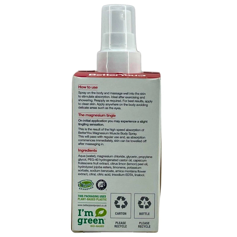 BetterYou Magnesium Muscle Body Spray Topical Mineral Spray 3.38 oz 2 Pack New