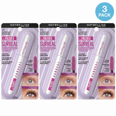 Maybelline The Falsies Surreal Extensions Mascara 170 Blackest Black 3 Pack New