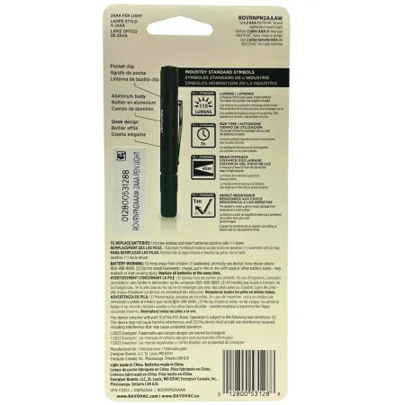 Rayovac LED Pen Light 115 Lumens Pocket Flashlight 2 Pack Batteries Included New 2