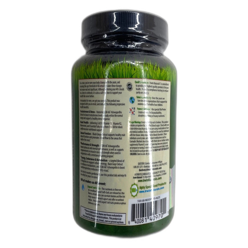 Irwin Naturals Testosterone UP Men over 40 Liquid Softgels 64ct Exp 07/27 New