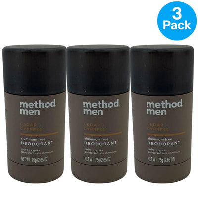 method men Deodorant Cedar + Cypress Aluminum Free Plant Mineral Based 3 Pack