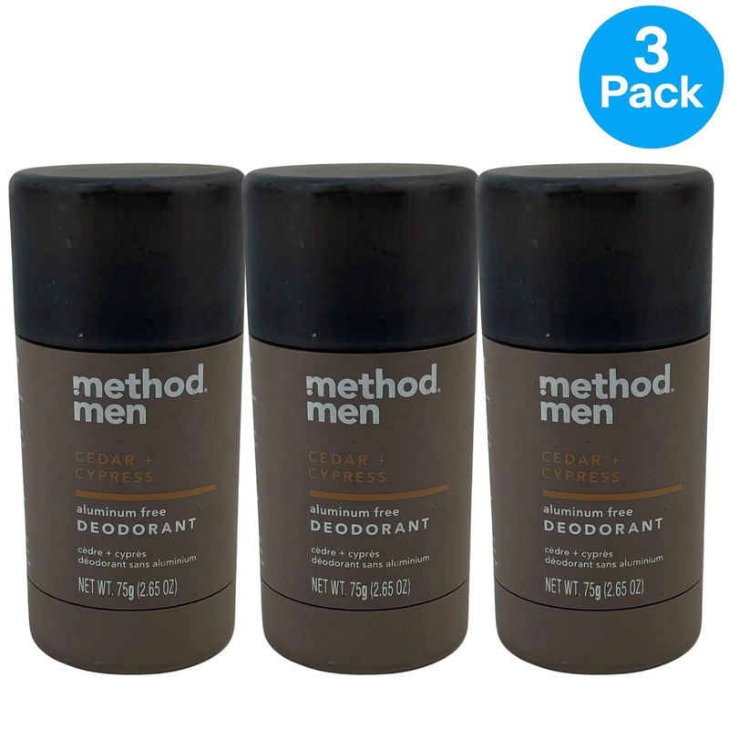 method men Deodorant Cedar + Cypress Aluminum Free Plant Mineral Based 3 Pack