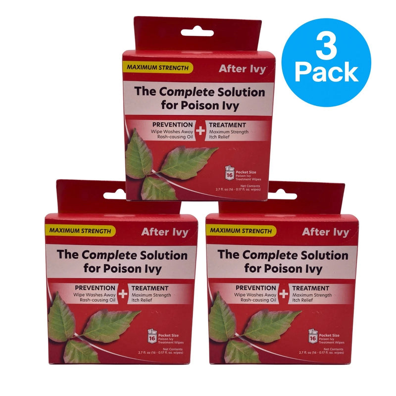 After Ivy Maximum Strength Poison Ivy Treatment Wipes 16 Count 3 Pack Exp 09/27