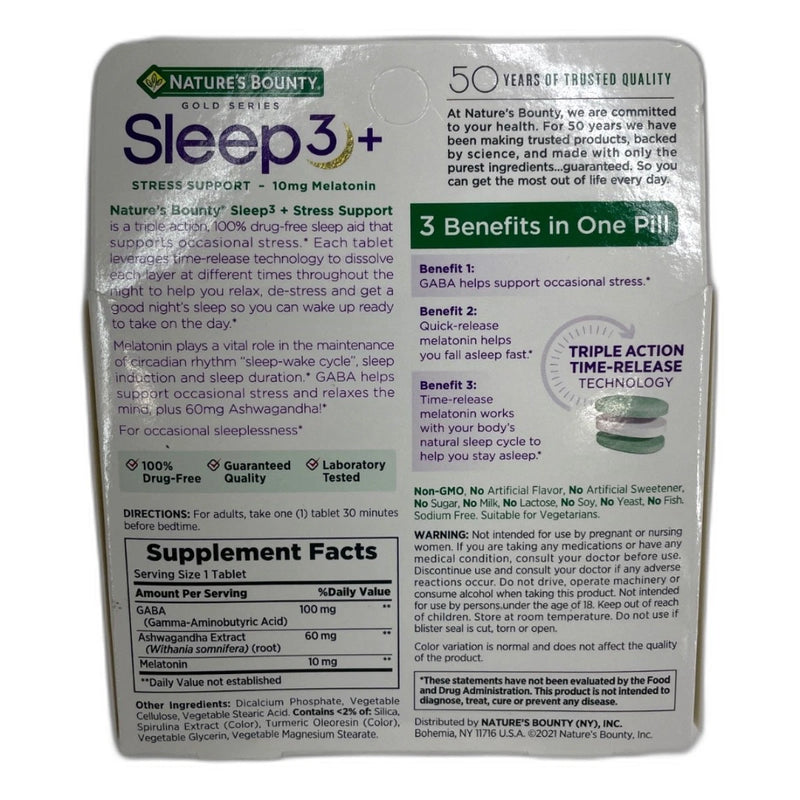 Nature's Bounty Sleep Stress Support Sleep3 Maximum Strength Exp 02/27 New
