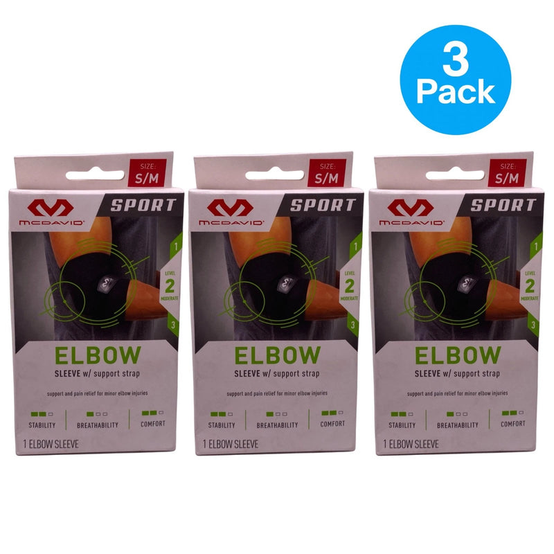 McDavid Sport Elbow Sleeve Support Strap in Small/Medium, 3-pack for athletic support