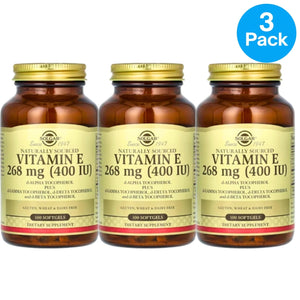 Solgar Naturally Sourced Vitamin E 268 mg 400 Immune Support 100 Softgels 3 Pack