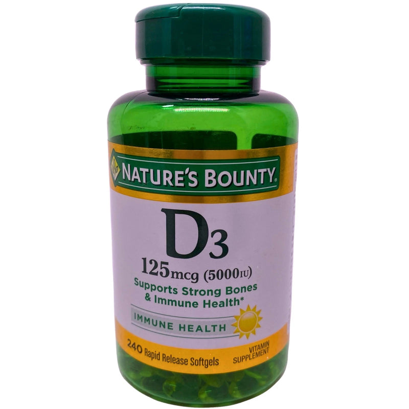 Nature's Bounty Vitamin D3 125 mcg 5000 IU Strong Bones & Immune Health 240 Soft