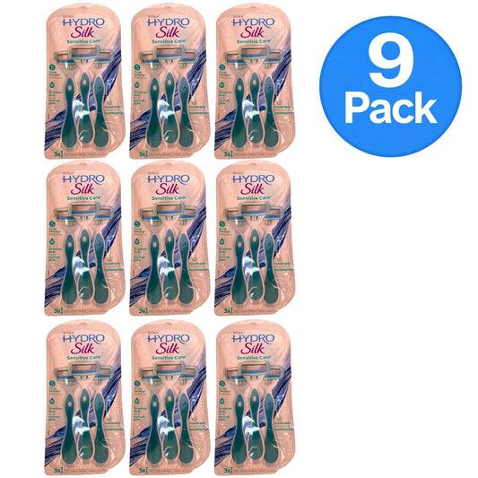 Schick Hydro Silk Sensitive Care Disposable Razors 9 Pack with Hydra-Boost Serum