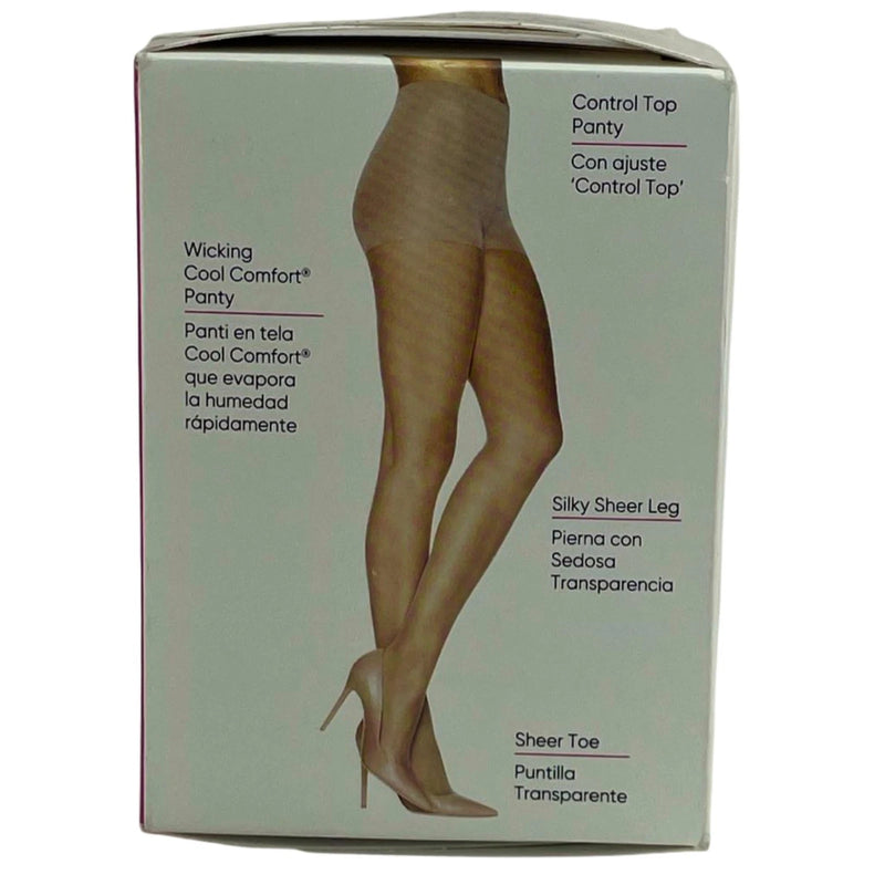 L'eggs Silken Mist Control Top Silky Sheer Tights Nude Size B 2 Pack New