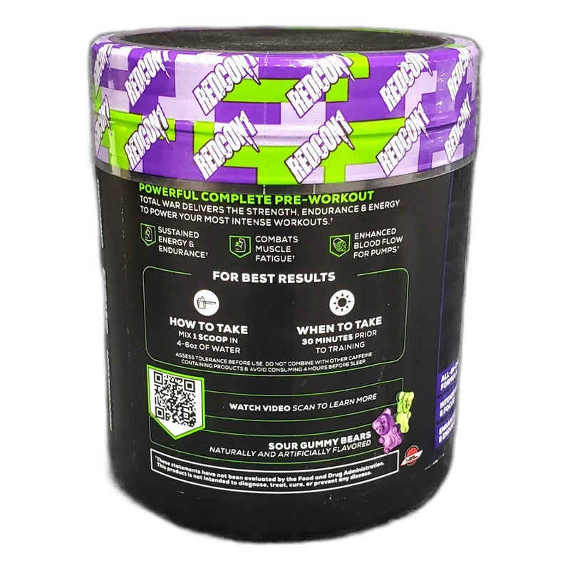 Redcon1 Total War Pre-Workout Powder Sour Gummy Bear Exp 08/27 Pack of 2 New