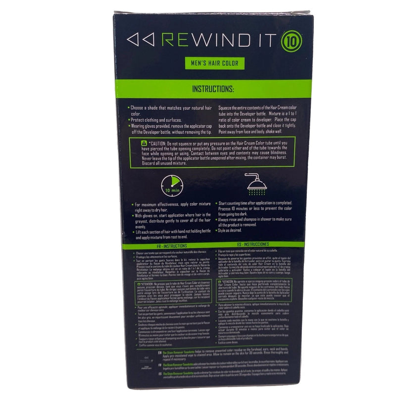 Rewind It 10 Men's Hair Color Dark Brown 3 Pack Single Application