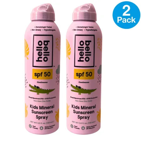 Hello Bello Kids Mineral Sunscreen Spray SPF 50 5.0 oz 2 Pack New