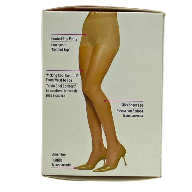 L'eggs Silken Mist Control Top Silky Sheer Tights Nude Size B 2 Pack New