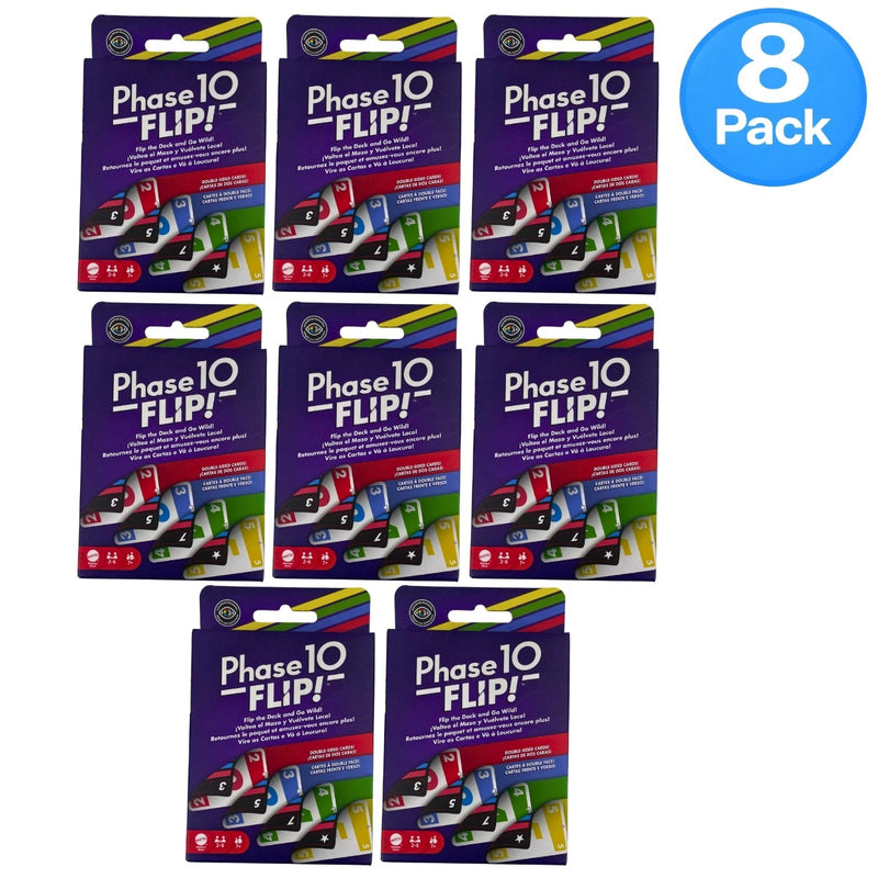 Phase 10 Flip! Card Game Double-Sided Cards Mattel Family Game 8 Pack New