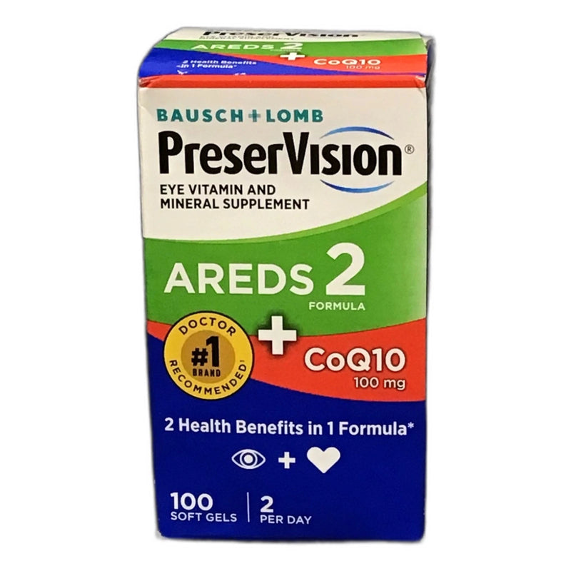 Bausch Lomb PreserVision AREDS 2 CoQ10 Eye Vitamin 100 Softgels Exp 04/27 New