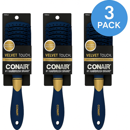 Conair Velvet Touch Hair Brush Vented 3 Pack Styling Volume New