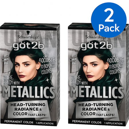 Schwarzkopf Got2b Metallic Permanent Hair Color M75 Cosmic Teal – Pack of 2