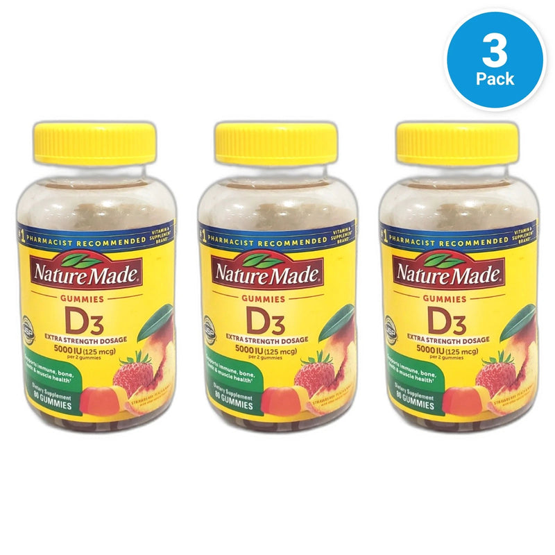 Nature Made D3 5000 IU Gummies Immune Bone Health Exp 12/27 Pack of 3 New