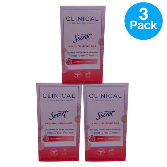 Secret Clinical 72HR Invisible Solid Deodorant 1.6oz 3 Pack New Exp 03/27