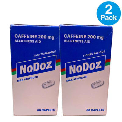 NoDoz Max Strength Caffeine 200 mg Alertness Aid 60 Caplets 2 Pack Exp 04/27