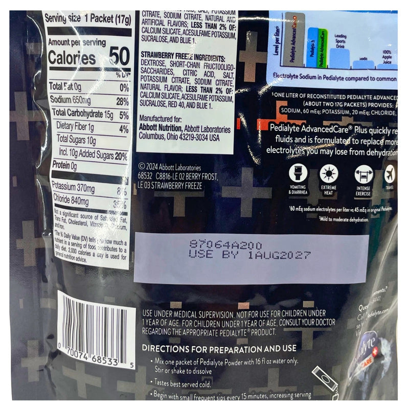 Pedialyte AdvancedCare Plus Electrolyte Powder Packets Berry Strawberry 1 Pack