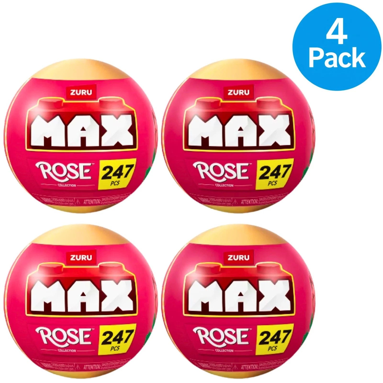 ZURU MAX Rose Building Blocks Surprise Ball 247 PCS 4 Pack New