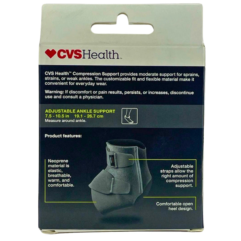 CVS Health Compression Support Ankle Moderate Support Adjustable Fits Inside Sho