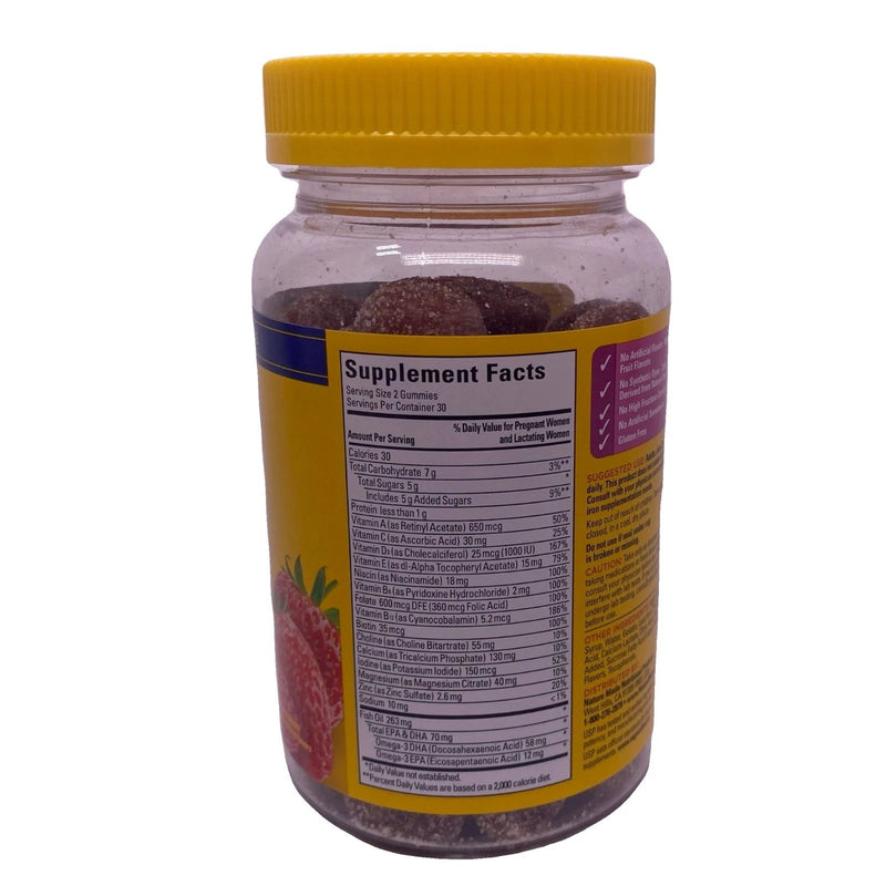 Nature Made Prenatal Folic Acid DHA Choline 60 Gummies Multivitamin New Exp 02/2