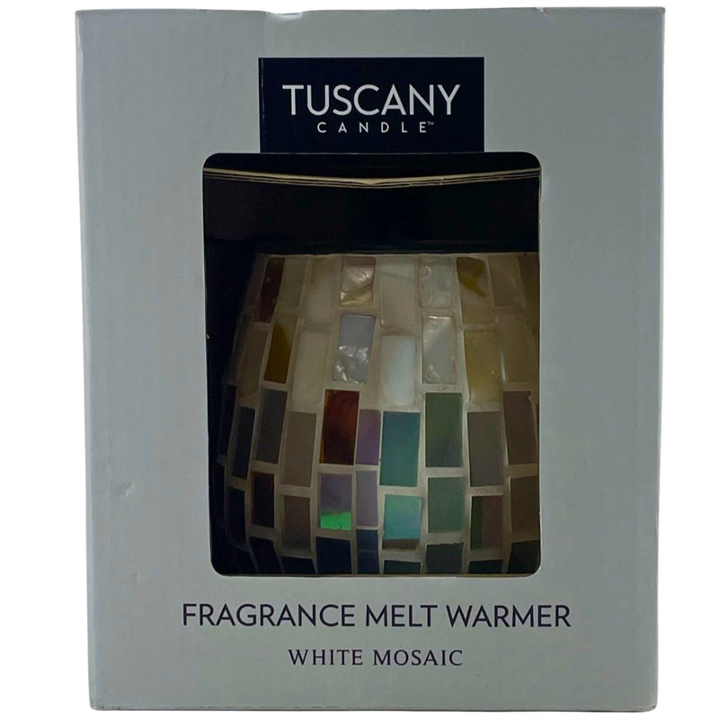 Tuscany Candle Fragrance Melt Warmer White Mosaic Glass Electric 1 Pack New