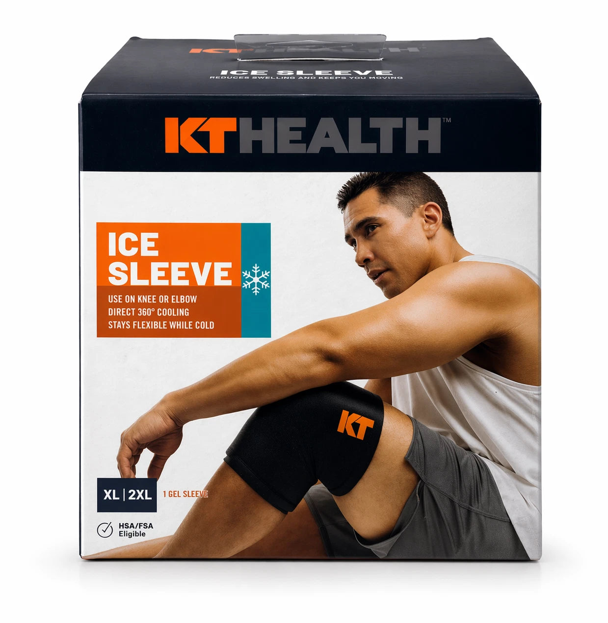KT Health Ice Sleeve XL/2XL Knee & Elbow Cold Therapy Gel Sleeve 2 pack New