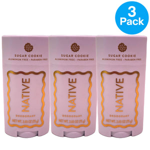 Native Sugar Cookie Natural Deodorant Stick 2.65 oz 3 Pack New