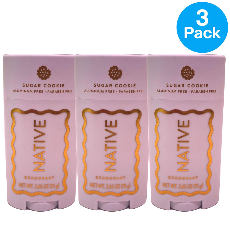 Native Sugar Cookie Natural Deodorant Stick 2.65 oz 3 Pack New