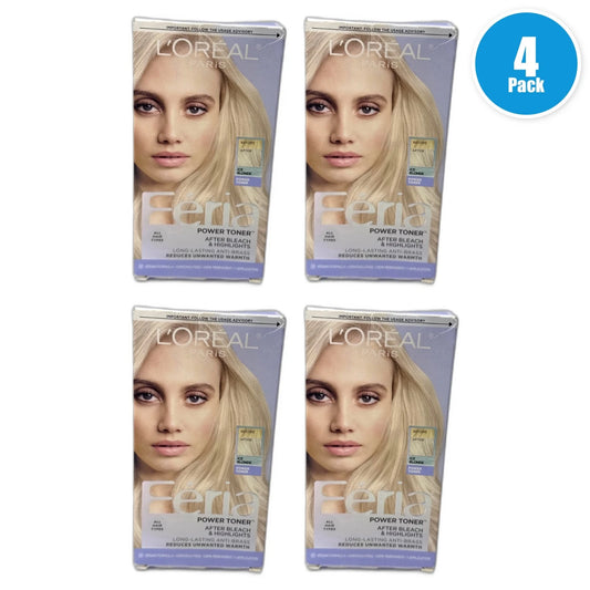 L'Oréal Feria Power Toner Anti-Brass Demi-Permanent Ice Blonde Pack of 4 New