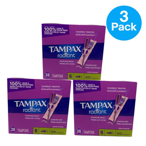 Tampax Radiant Super Tampons Unscented 28 Count 3 Pack New