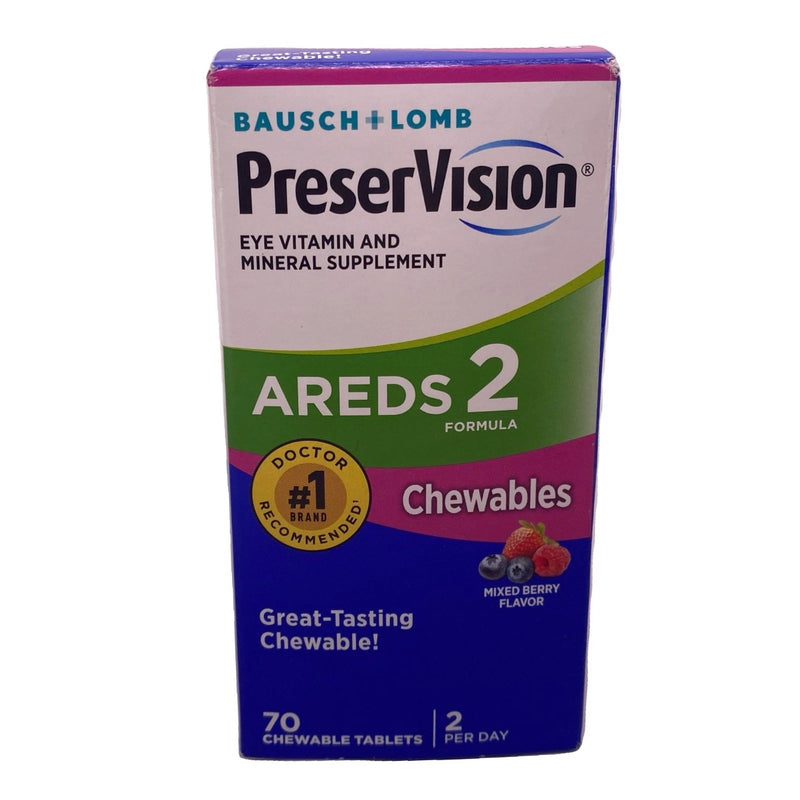 Bausch + Lomb PreserVision AREDS 2 Chewables 70 Count Mixed Berry New Exp 04/27