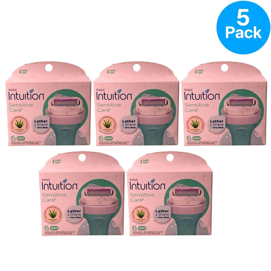 Schick Intuition Sensitive Care Razor Refills Organic Aloe 4-Blade 5 Pack Set