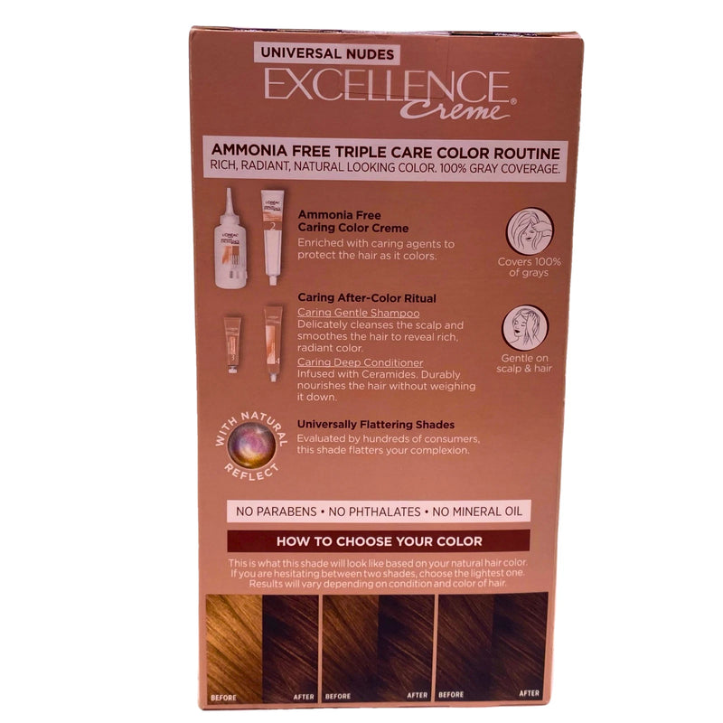 L'Oreal Paris Excellence Creme Universal Nudes Hair Color 5N Natural Brown 2 Pac