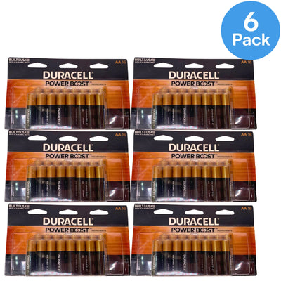 Duracell Power Boost AA Alkaline Batteries 16 Count Pack (6 Pack Bundle)